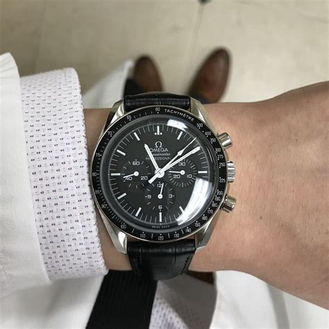 omega watch black leather